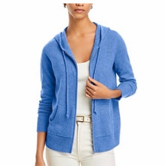 C by Bloomingdale's Cashmere Navy Zip-Up Sweater - XL - Picture 4 of 4